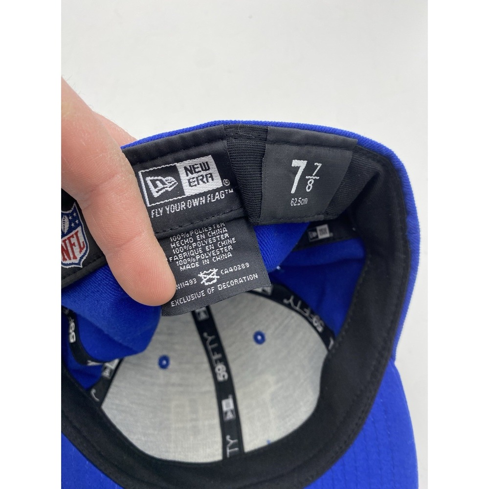 New Era New York‎ Giants NFL Fitted Cap Breast Cancer Patch Blue Size 7 7/8 - Picture 7 of 7